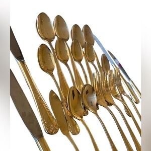 Oxford Hall Gold Plated Dining Ware Set 20 Piece Stainless Steel Flatware